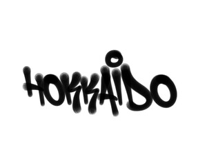 textured sprayed graffiti tagging letters HOKKAIDO city name isolated in black