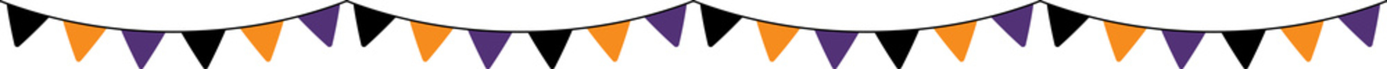 Seamless Orange, Purple and Black Halloween Party Bunting Decoration Illustration.
