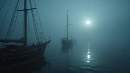 Natural Scene of Water Mooring Ships