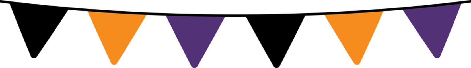 Seamless Orange, Purple and Black Halloween Party Bunting Decoration Illustration.