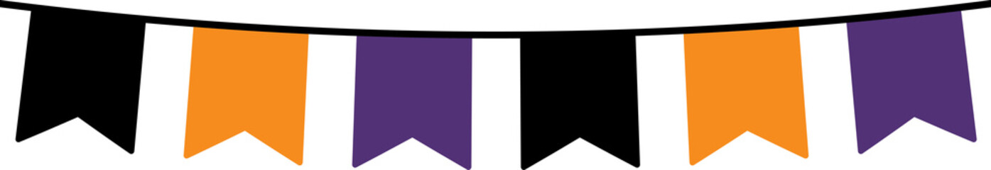 Seamless Orange, Purple and Black Halloween Party Bunting Decoration Illustration.