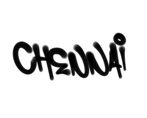 textured sprayed graffiti tagging letters CHENNAI city name isolated in black