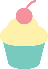 Pastel Cupcake with Cherry Topping A Sweet and Simple Illustration