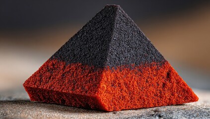 Dark pyramid-shaped confectionery with red base