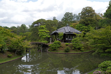 Obraz premium the famous royal japanese garden in kyoto with lush plants 