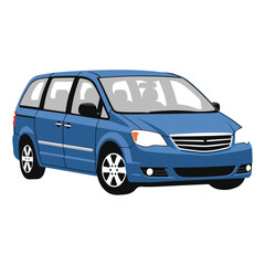 Blue Minivan Vehicle with Sleek Design and Family Appeal