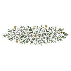 Delicate Floral Garland with Yellow Buttercups and Green Leaves