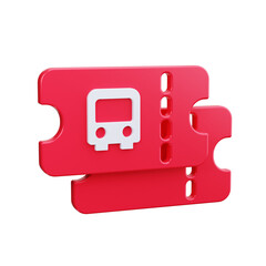 Bus ticket 3d render icons