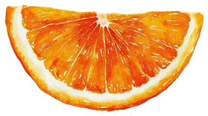 Orange Slice Watercolor Painting on White Background