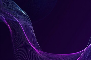Mesmerizing digital waves of glowing particles flowing gracefully across a deep purple abstract background creating an ethereal and futuristic visual experience