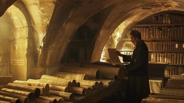 Paleographer decoding ancient scrolls 4K Videos