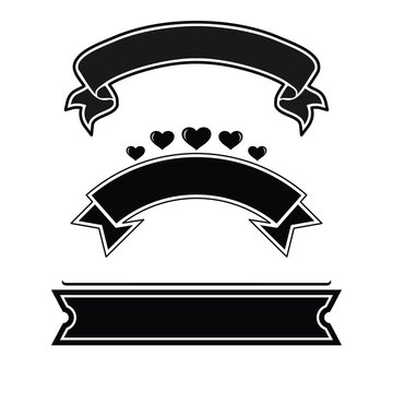 Set icns of ribbon ornament wedding theme