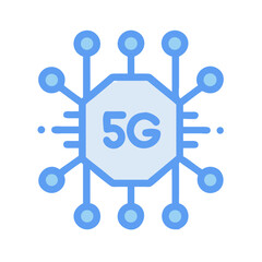 5G network technology concept with futuristic microchip design
