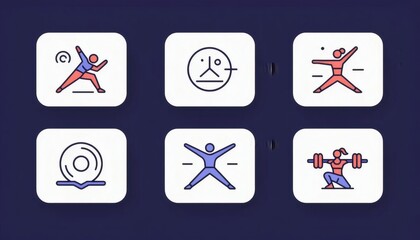 Fitness & Health Minimal Icon Pack Vector