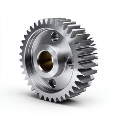 Forged steel gear on white background, perfect for industrial design or mechanical illustration 