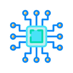 Modern flat design microchip icon on dark background