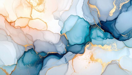 Abstract fluid art with flowing colors and gold accents, conveying a sense of elegance and artistic expression
