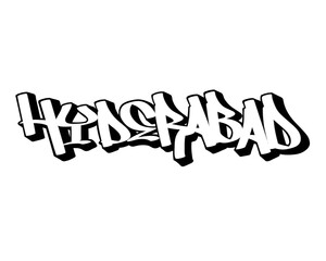 hand drawn graffiti calligraphy letters HYDERABAD city name isolated design in black and white