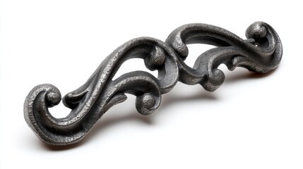 Obraz premium Hand-forged metal decorative piece isolated on white background, showcasing artisanal metalwork 