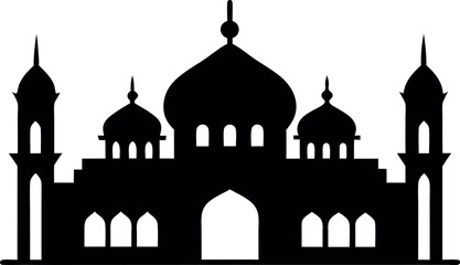 mosque silhouette vector, islamic mosque black vector, mosque symbol