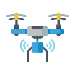 Blue and gray drone icon on a black background