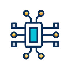 Simple blue circuit board icon on a black background