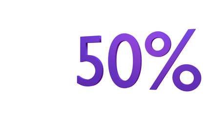 50% Discount Offer. Purple 50% percent discount