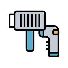 Flat vector icon of a barcode scanner in operation
