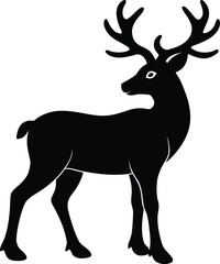 Obraz premium Reindeer Looking Back Vector Silhouette