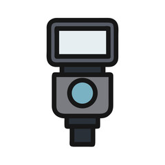 Isolated illustration of a camera flash unit on black