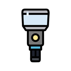 Modern flashlight on black background flat icon design