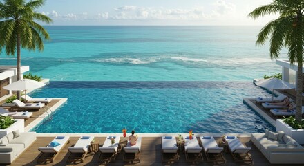 Luxury infinity pool, tropical resort