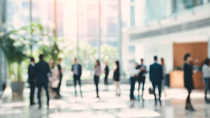 Defocused of group of business people in office lobby