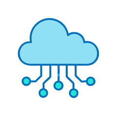 Cloud computing network illustration with blue circuit board design