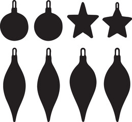 Black Christmas Ornaments Stars Baubles vector