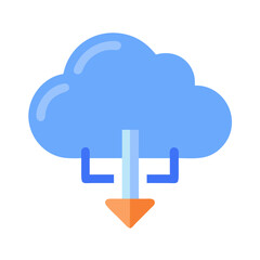 Cloud download flat design icon on black background