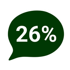 26% Persantage green and white frame discount icon