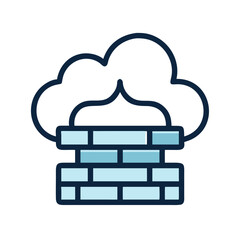Cloud and Brick Wall Illustration with Flat Design Style
