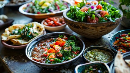 The aroma of charred vegetables and savory dips fills the air enticing hungry diners.