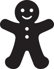Black gingerbread man with white eyes and buttons cookie