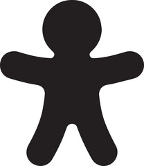 Black gingerbread person silhouette white isolated