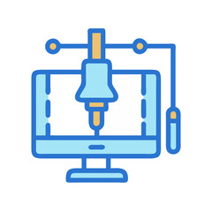 Obraz premium Stylized vector illustration of automated computer-aided design process