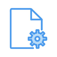 Document settings cogwheel icon in blue flat design