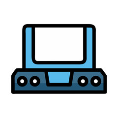Retro computer icon in minimalist vector design style