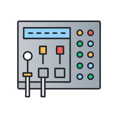 Colorful console panel with buttons and levers illustration