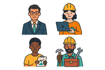 set of construction workers