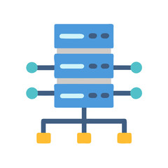 Obraz premium Server Rack Connection Icon with blue and yellow components