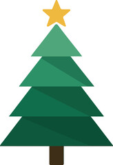 Green pine tree with yellow star Christmas tree holiday