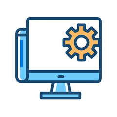 Computer settings icon with gear symbol on screen