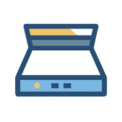 Scanner machine with open lid vector graphics illustration